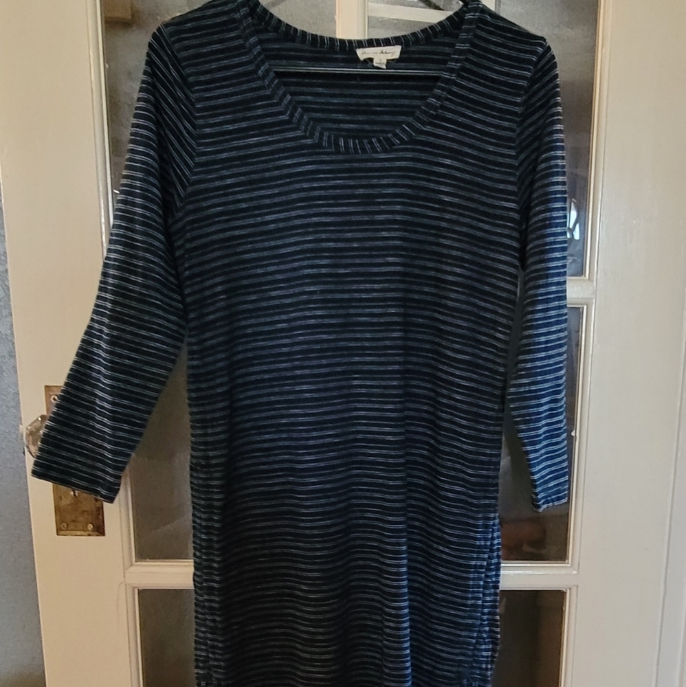 Jane and Delancey Shirt Dress 100%Cotton.Ruching Detail on Sides Sz.M Pre-owned.